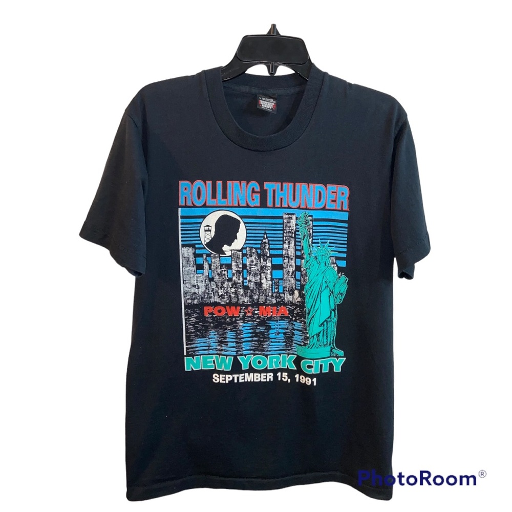 Biker tee New York p.o.w. 1991 size L screen stars best tag